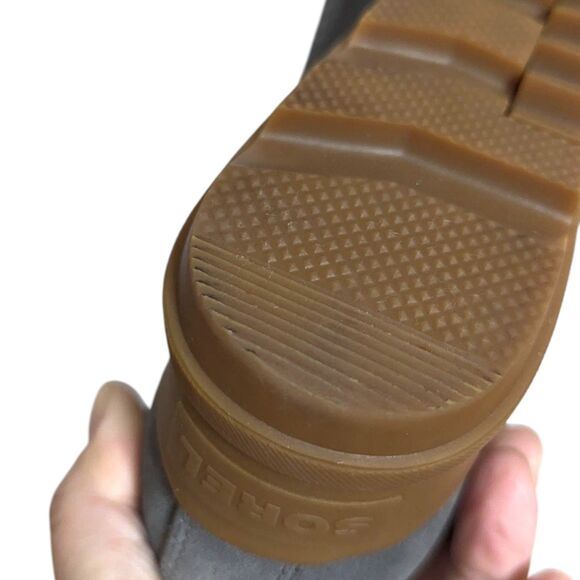 NWOT Sorel Evie US Sz 10 Gray Suede Ankle Booties Lace Up Wedge Weatherproof - Picture 16 of 16